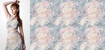 03010v Materiał ze wzorem kolorowy, delikatny liniowy motyw paisley